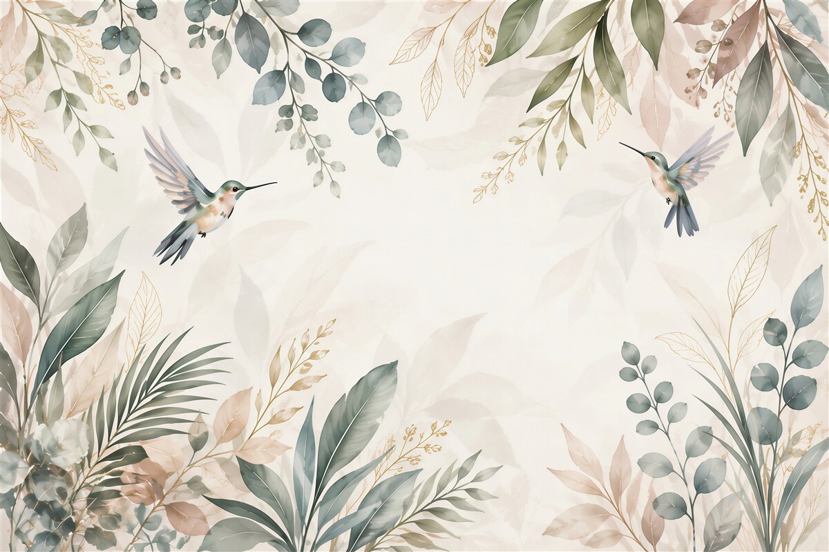 Papier peint feuilles suspendues