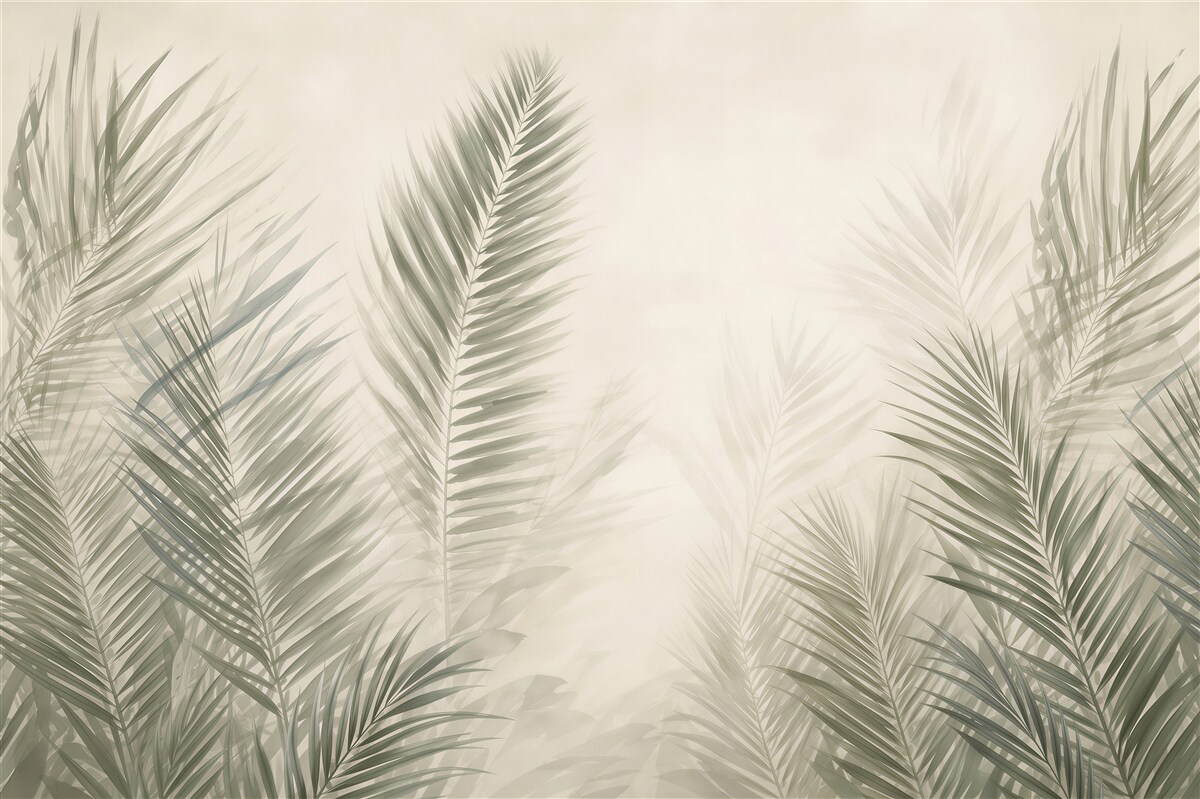 Papier peint branches avec feuilles vertes