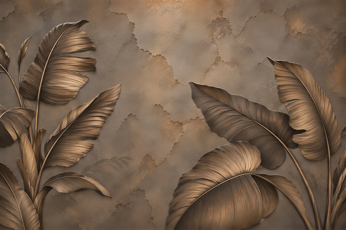 Papier peint feuilles brunes