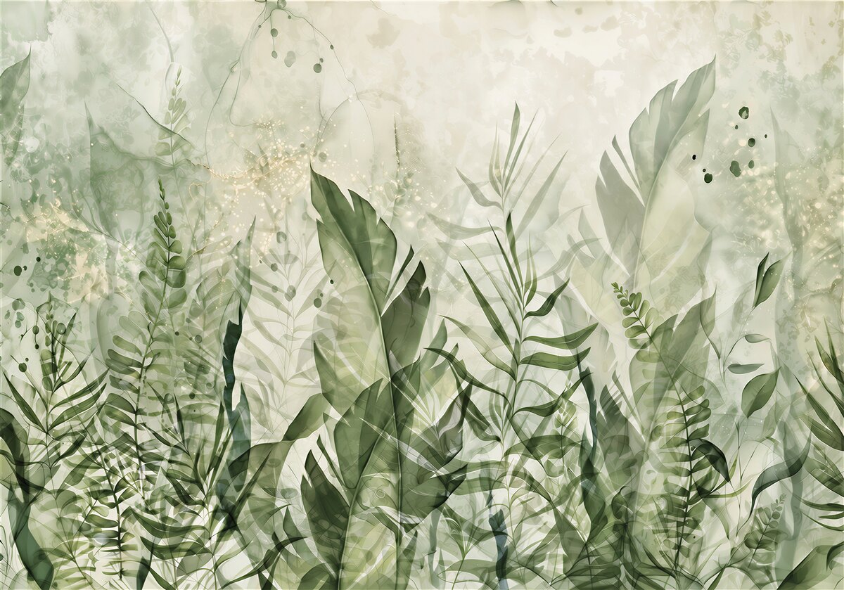 Papier peint feuilles tropicales