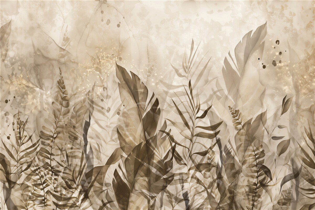 Papier peint feuilles abstraites dans des nuances de brun