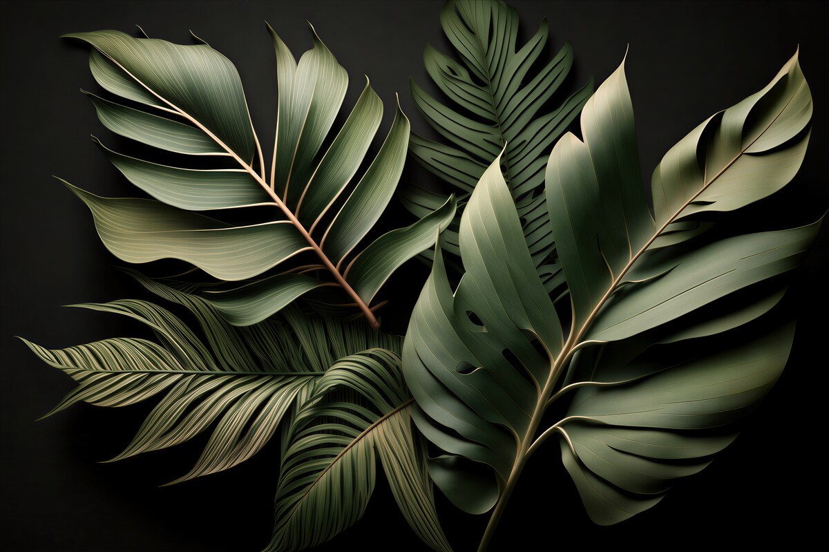 Papier peint feuilles tropicales