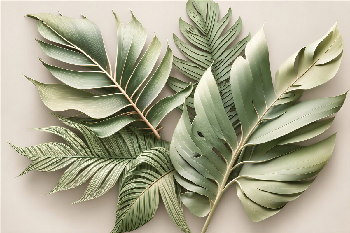Papier peint feuilles tropicales