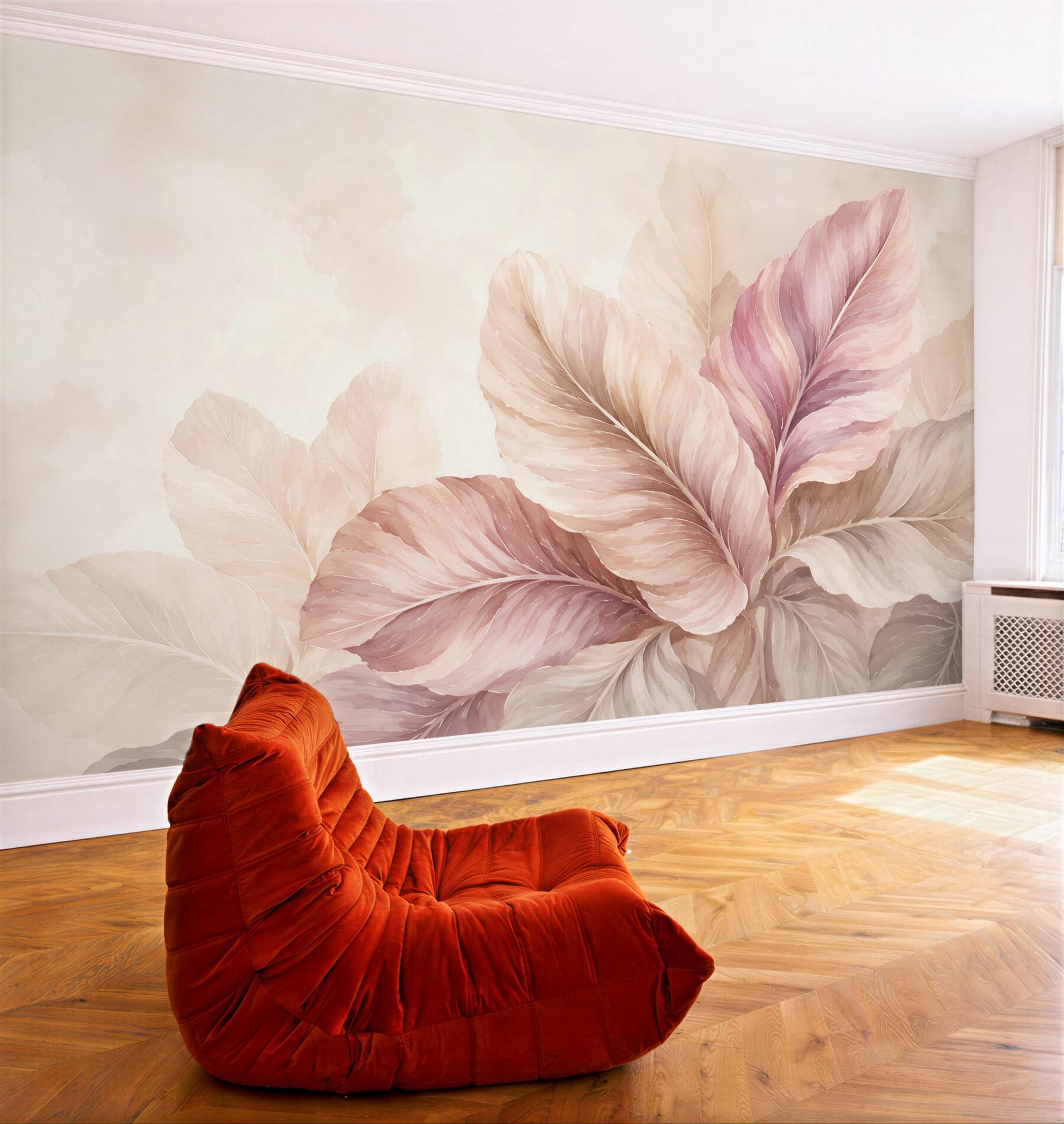 Papier peint feuilles dans des teintes pastel