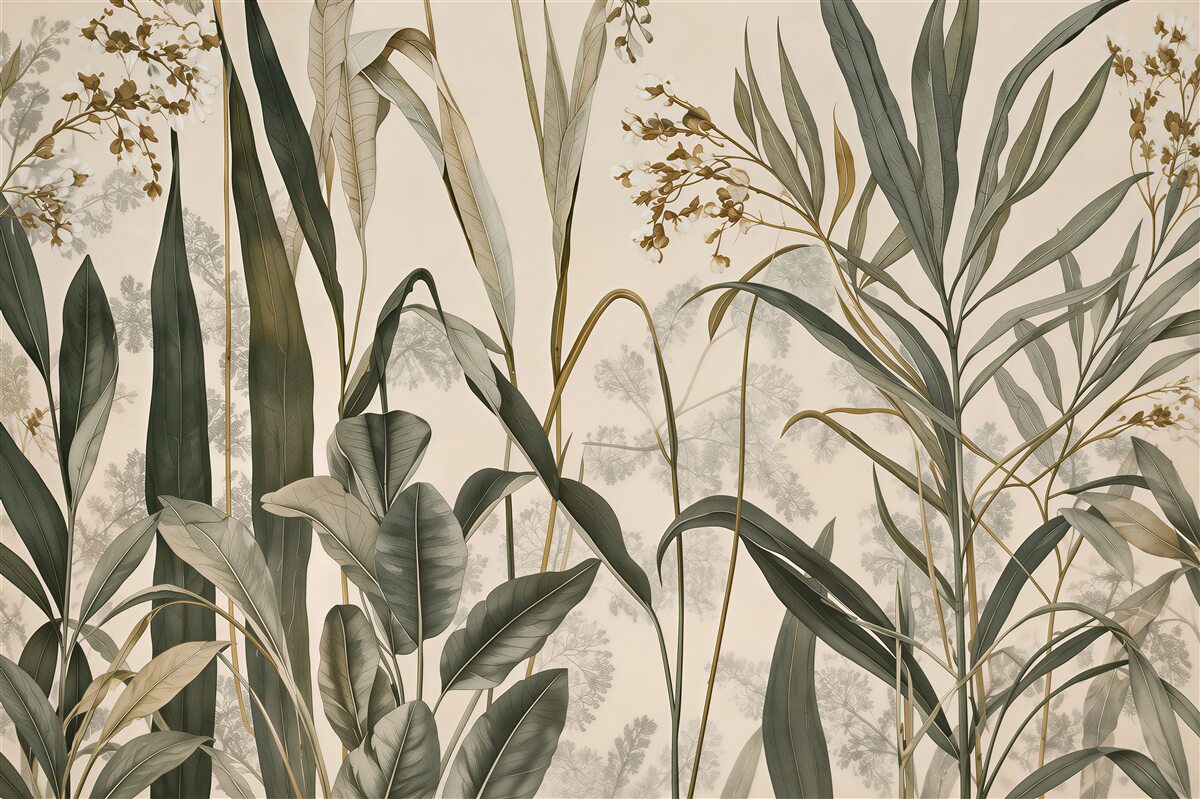 Papier peint feuilles tropicales
