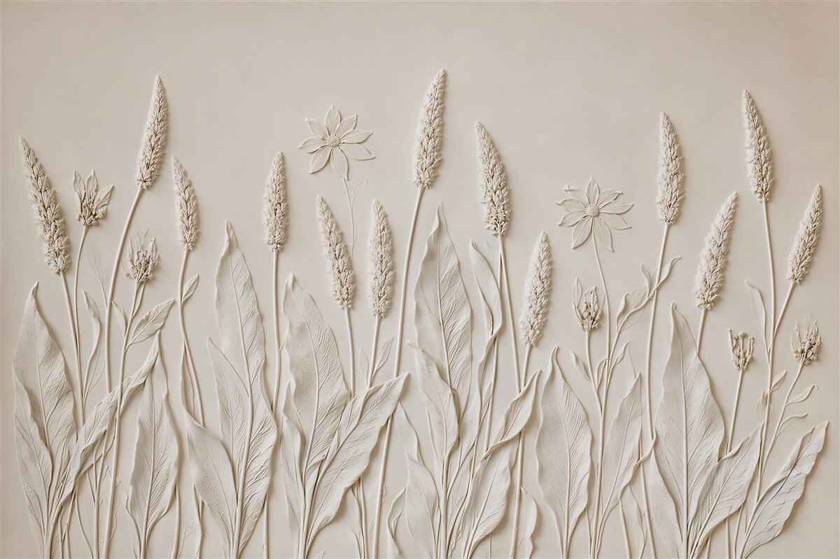 Papier peint herbes en trois dimensions