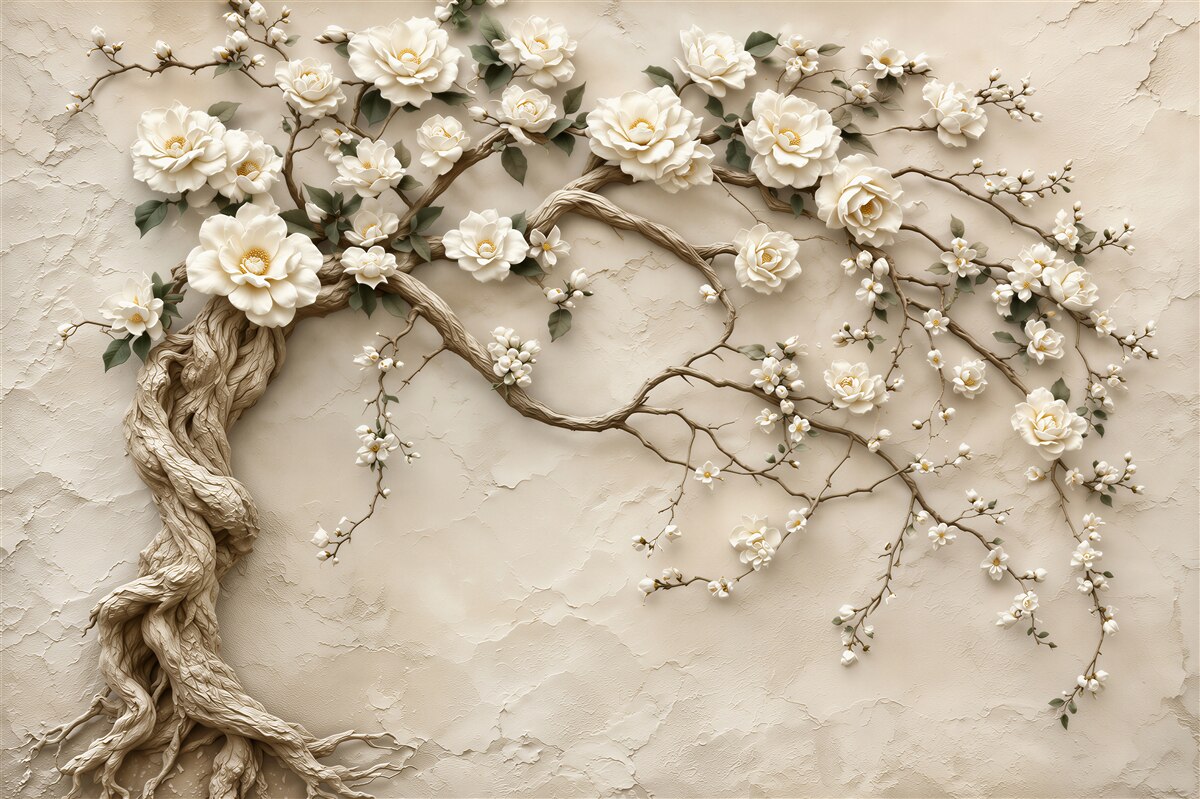 Papier peint arbre de magnolia en fleurs