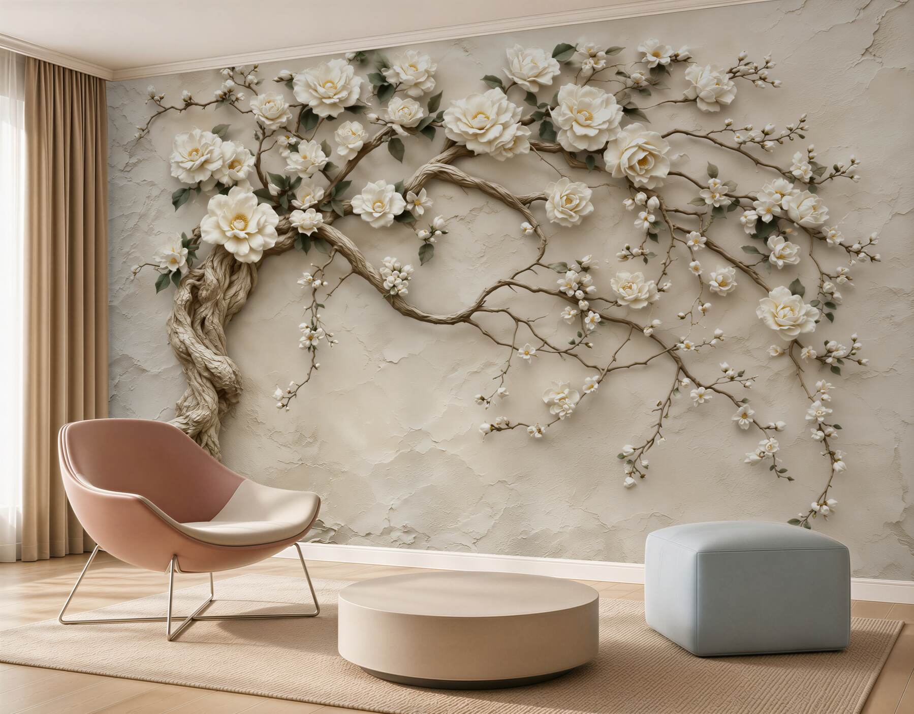 Papier peint arbre de magnolia en fleurs