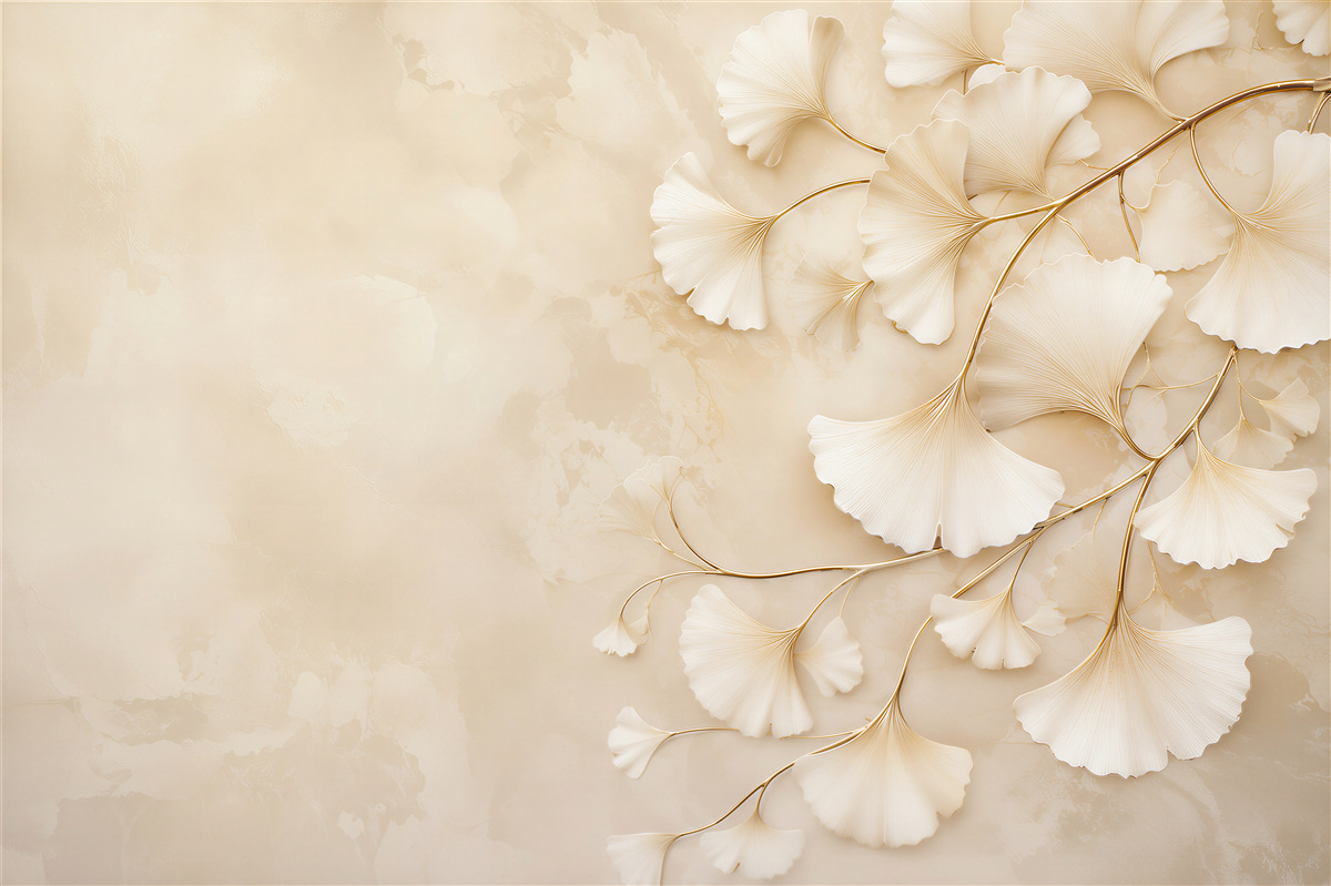Papier peint feuilles en or