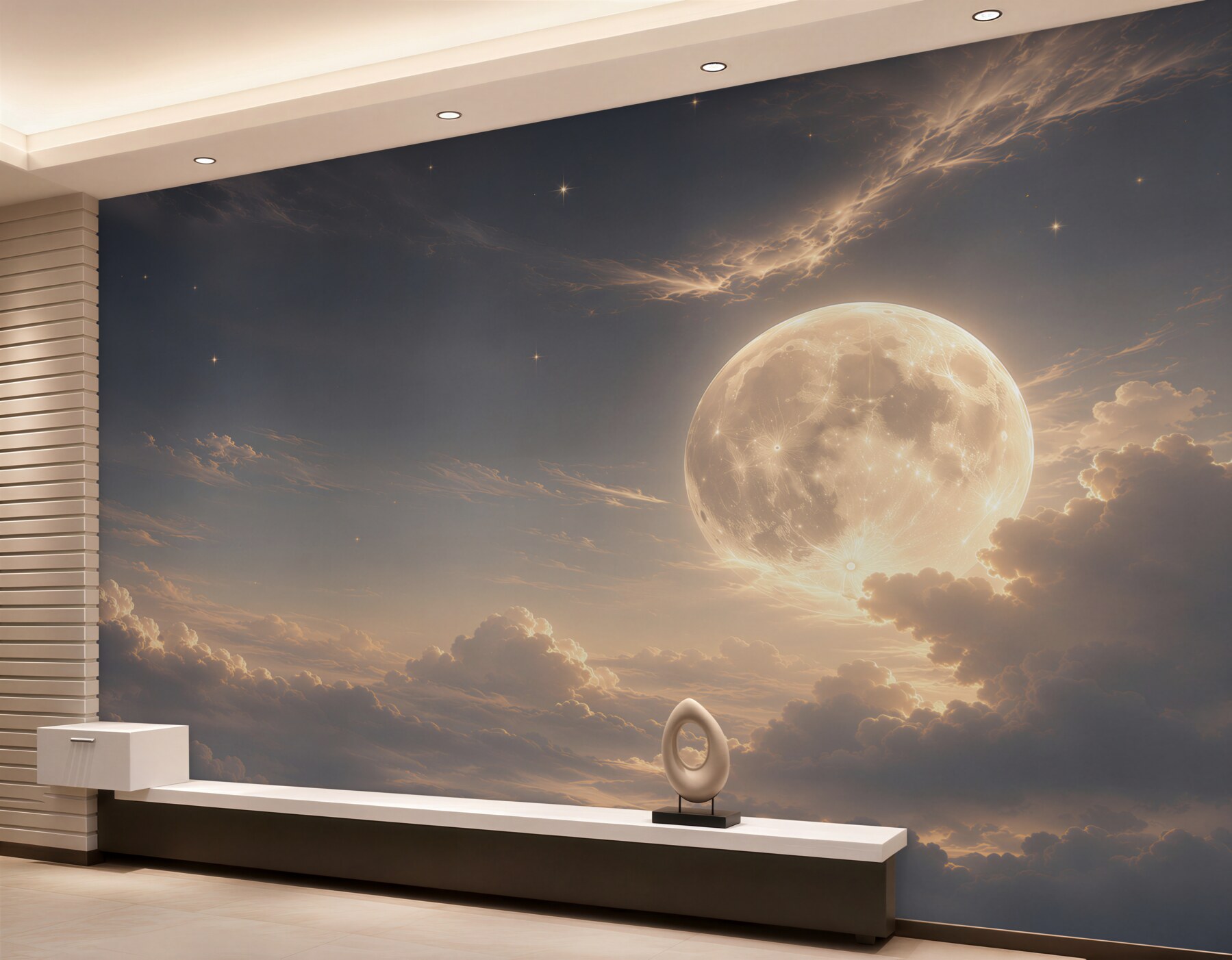 Papier peint lune au-dessus des nuages