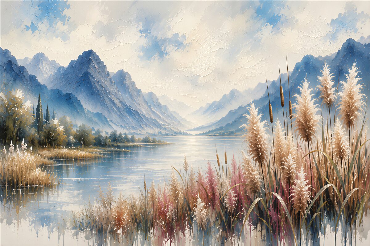 Papier peint paysage de montagne avec lac