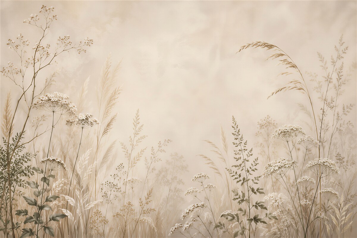 Papier peint herbes délicates et fleurs