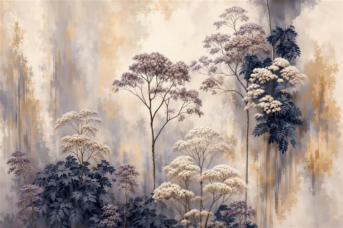 Papier peint arbres abstraits