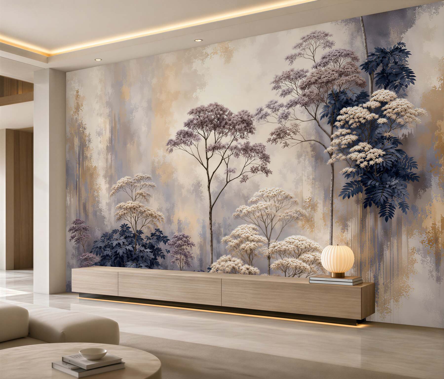 Papier peint arbres abstraits