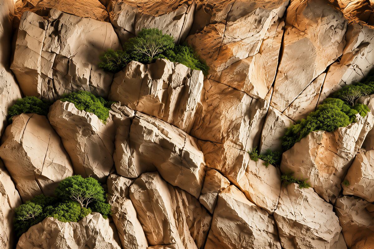 Papier peint falaises rocheuses avec verdure
