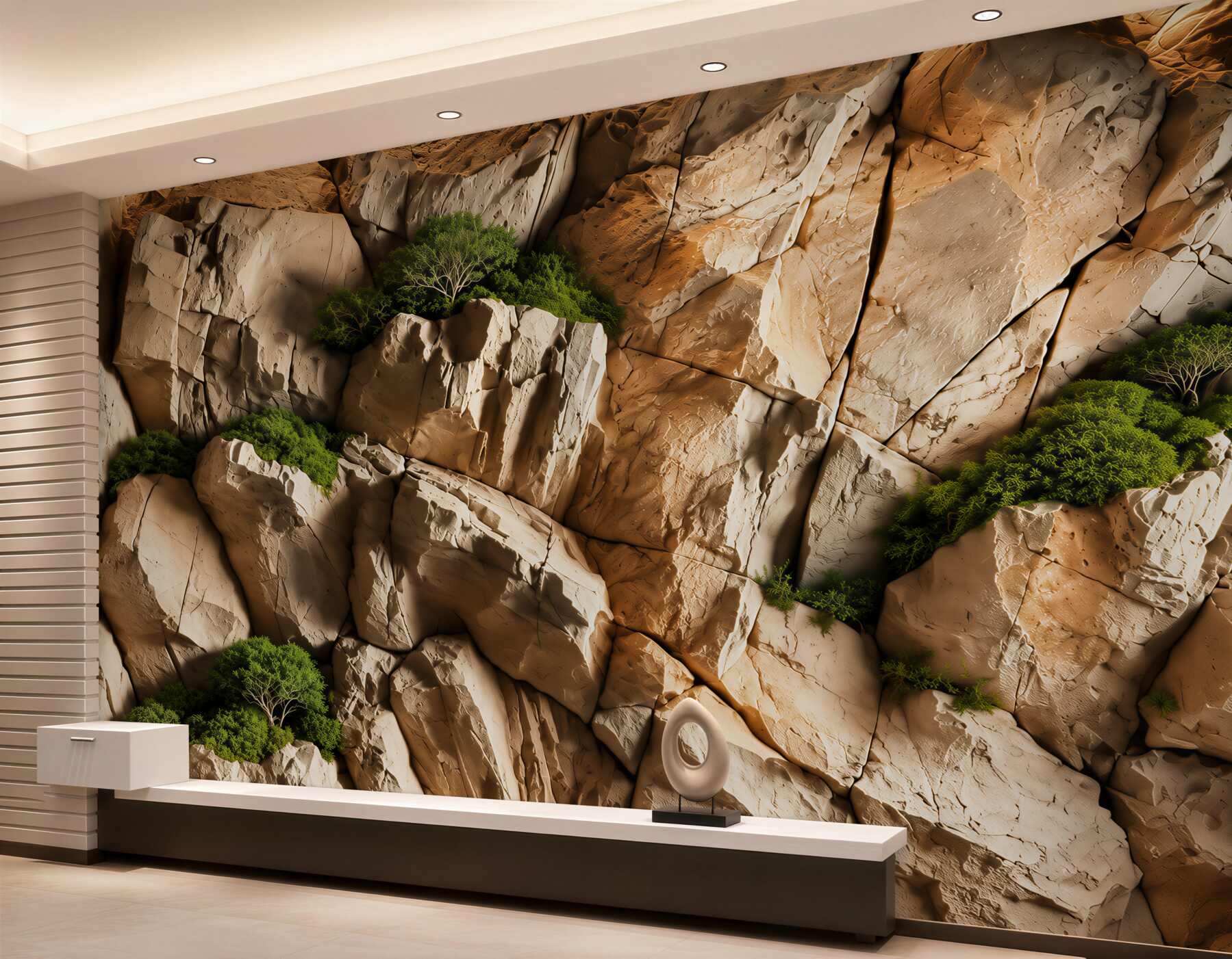 Papier peint falaises rocheuses avec verdure