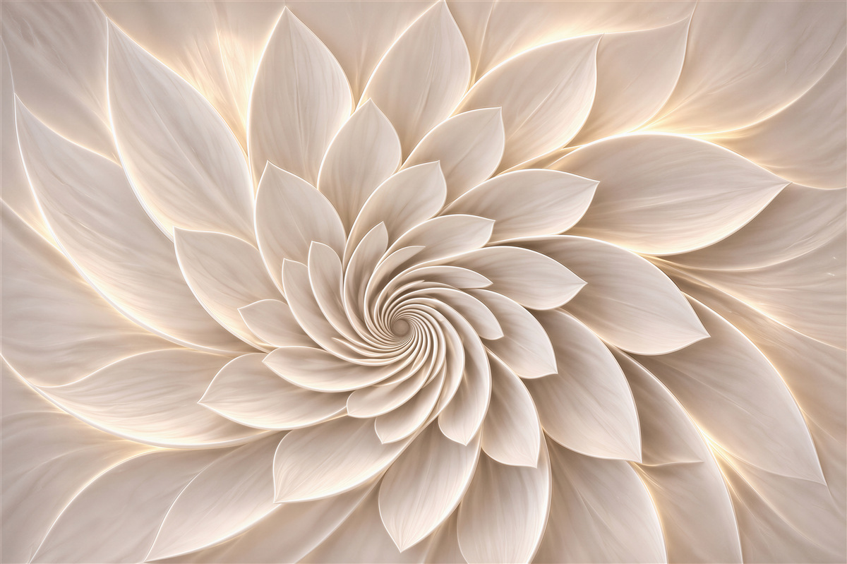 Papier peint motif floral en spirale 3D
