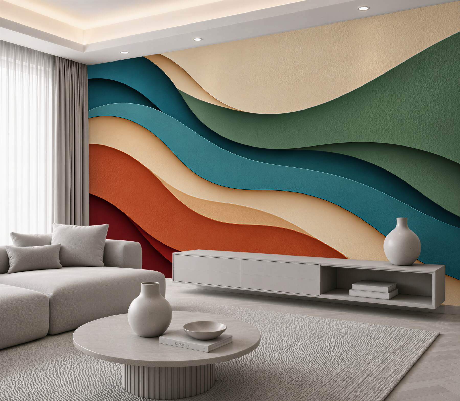 Papier peint vagues colorées