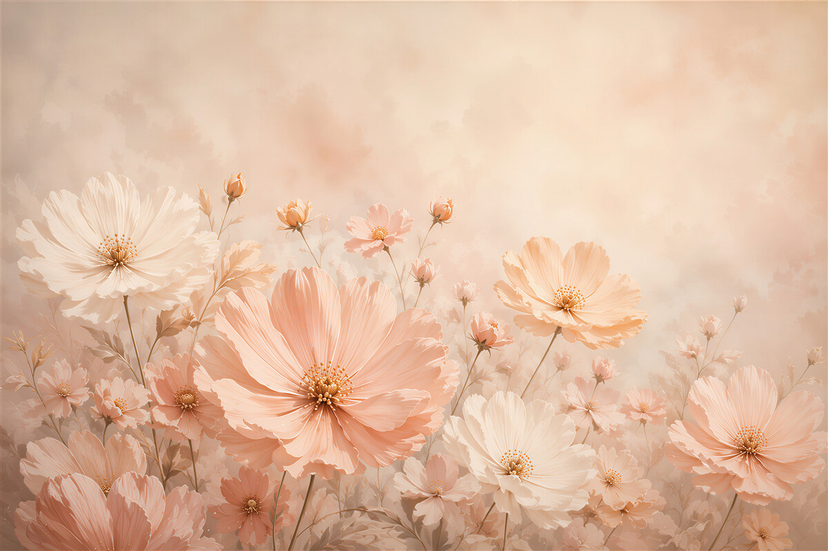 Papier peint fleurs pastel