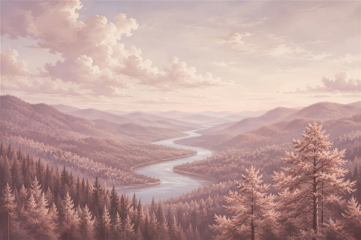Papier peint paysage de montagne avec une rivière