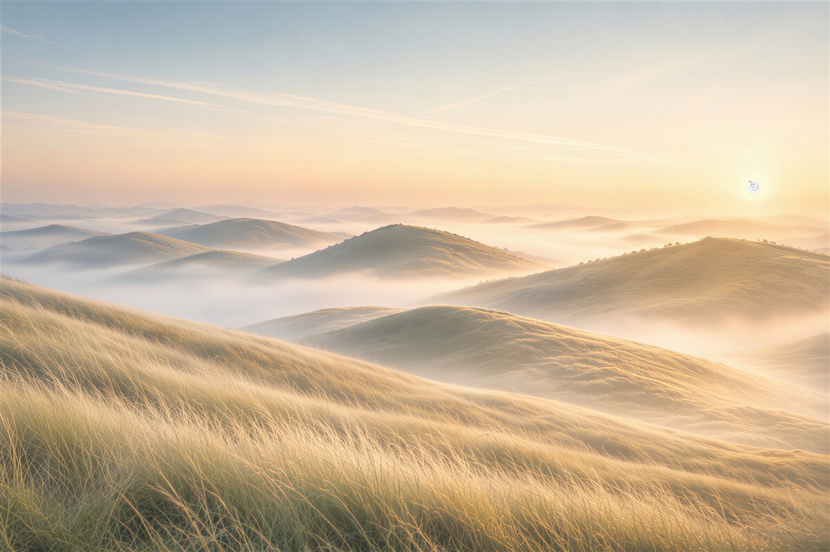 Papier peint lever de soleil sur les collines