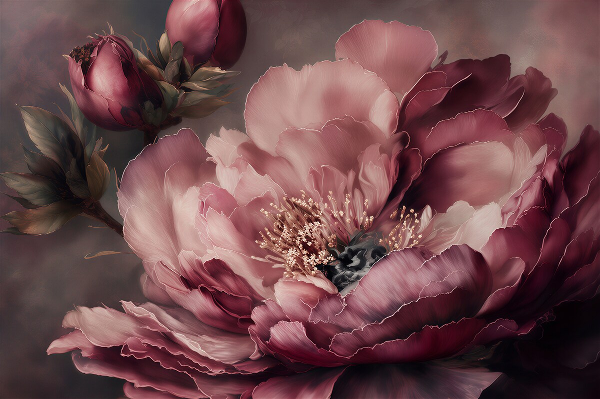 Papier peint pivoines roses