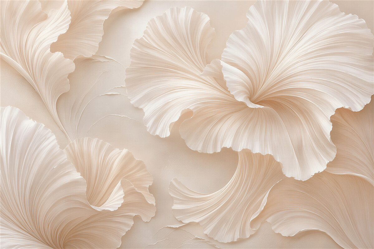 Papier peint feuilles crème