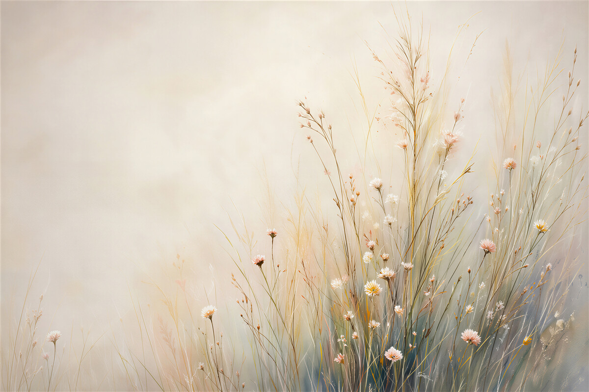 Papier peint fleurs sauvages pastel