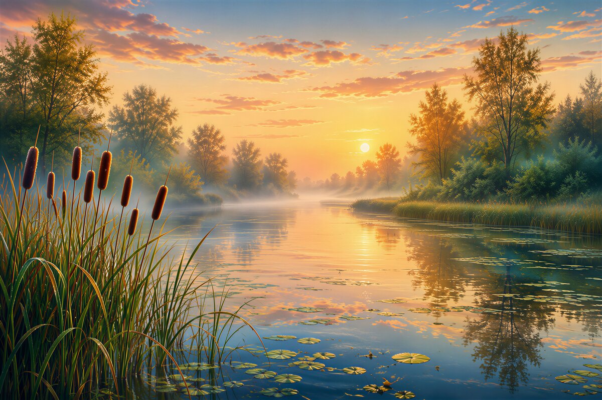Papier peint coucher de soleil au-dessus de la rivière