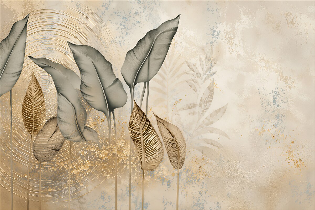 Papier peint feuilles abstraites