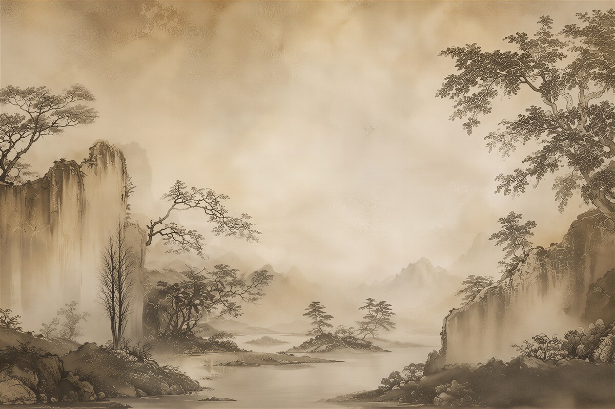 Papier peint paysage de montagne vintage