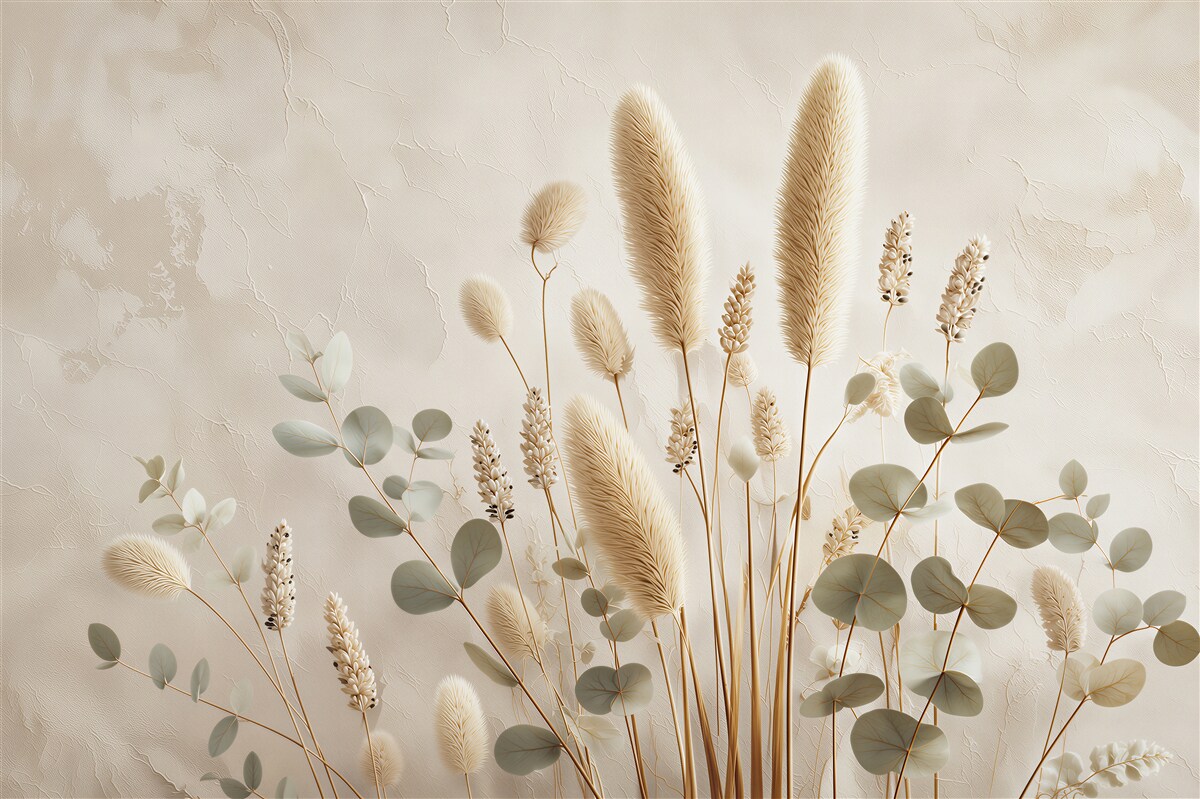 Papier peint herbes sèches et eucalyptus