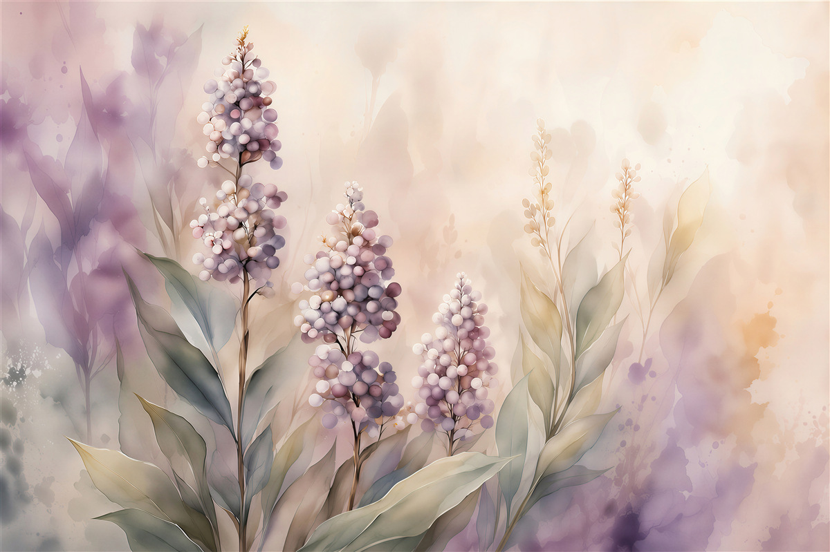 Papier peint fleurs de lilas aquarelle