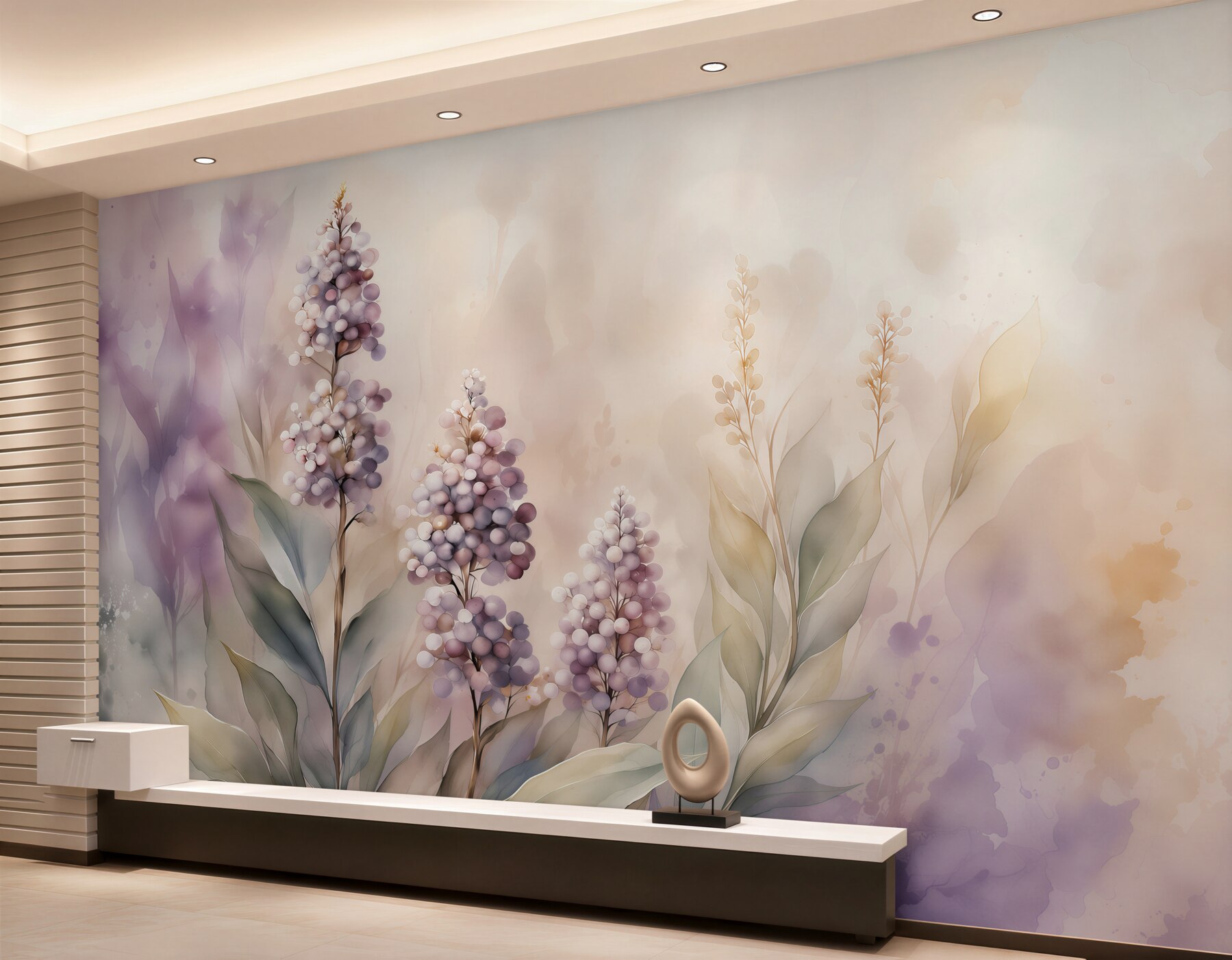 Papier peint fleurs de lilas aquarelle