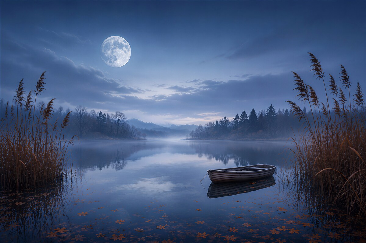 Papier peint lac lunaire