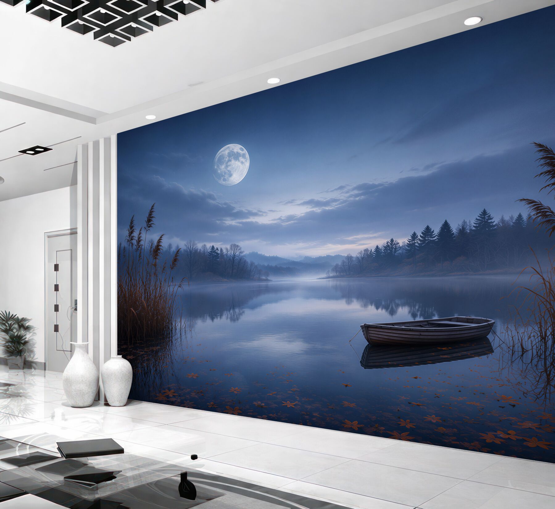 Papier peint lac lunaire