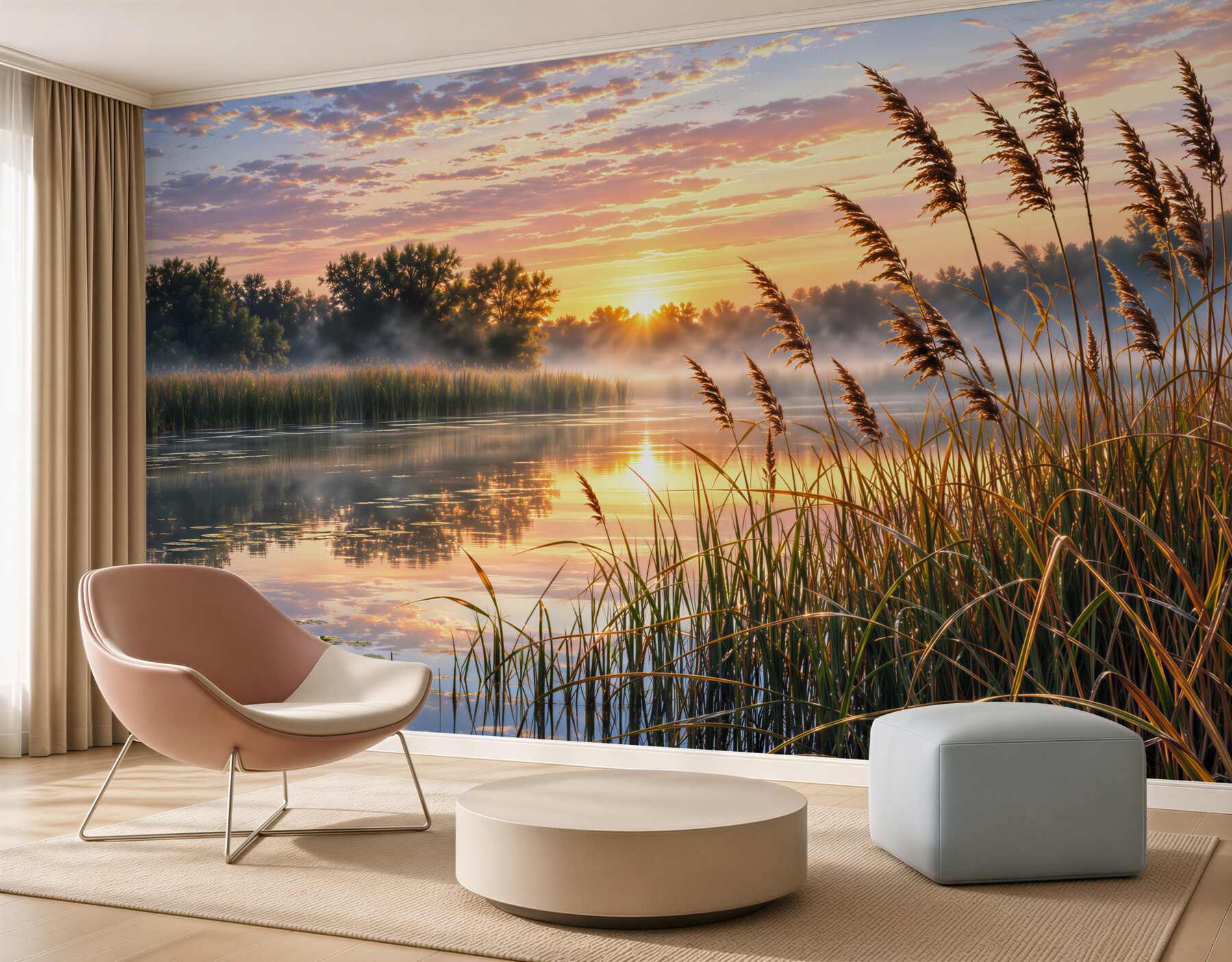 Papier peint coucher de soleil sur le lac