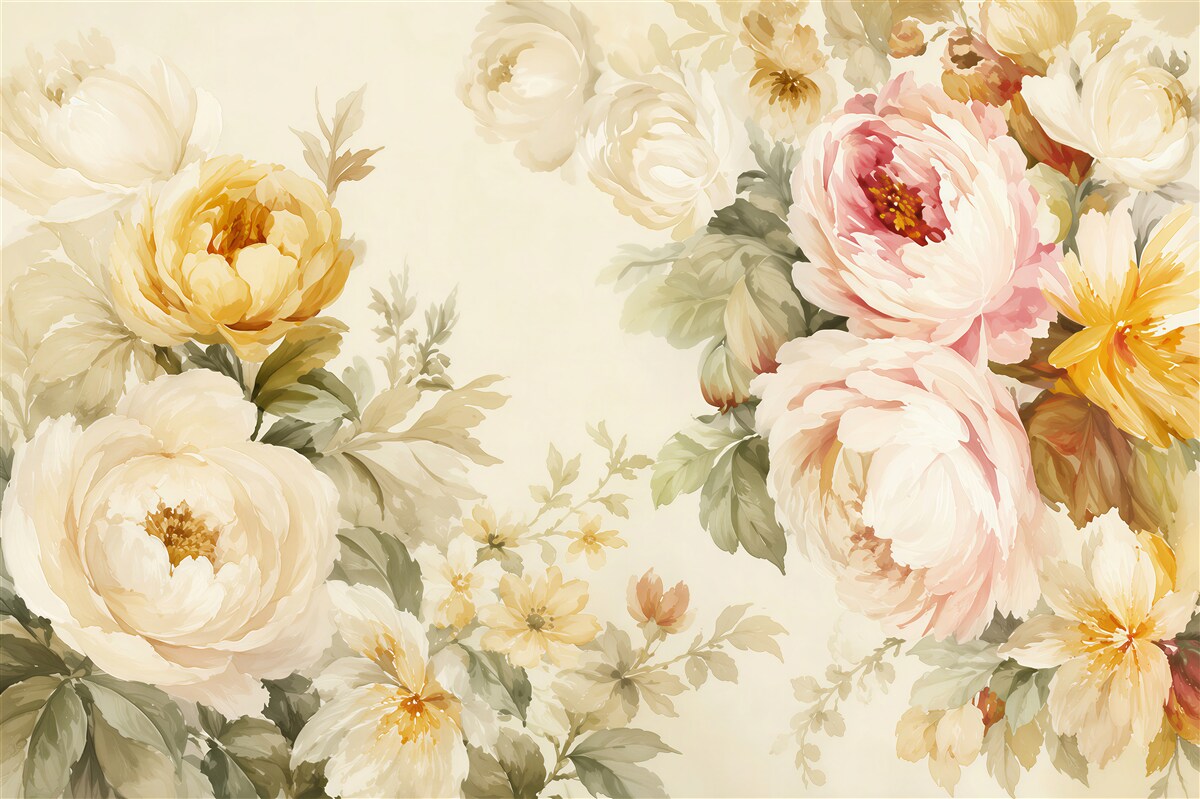 Papier peint pivoines en fleurs