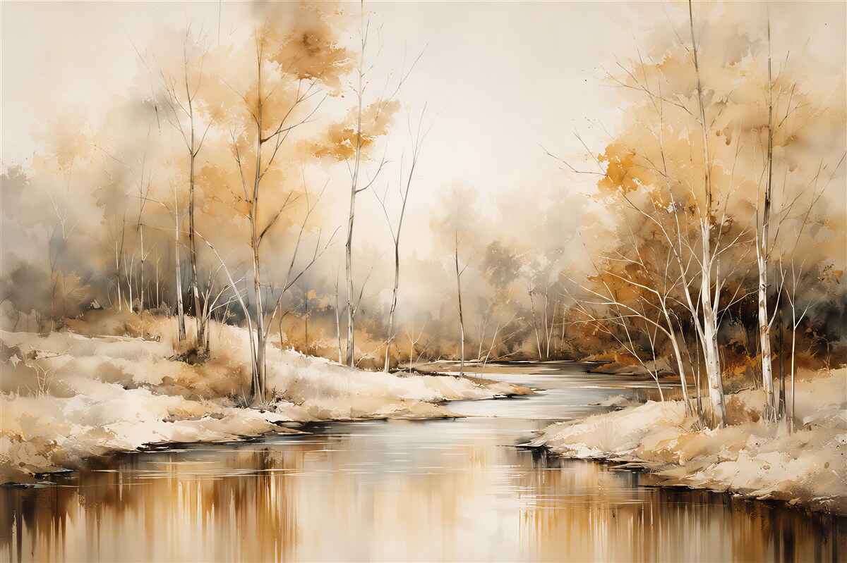 Papier peint paysage d'automne au bord de la rivière