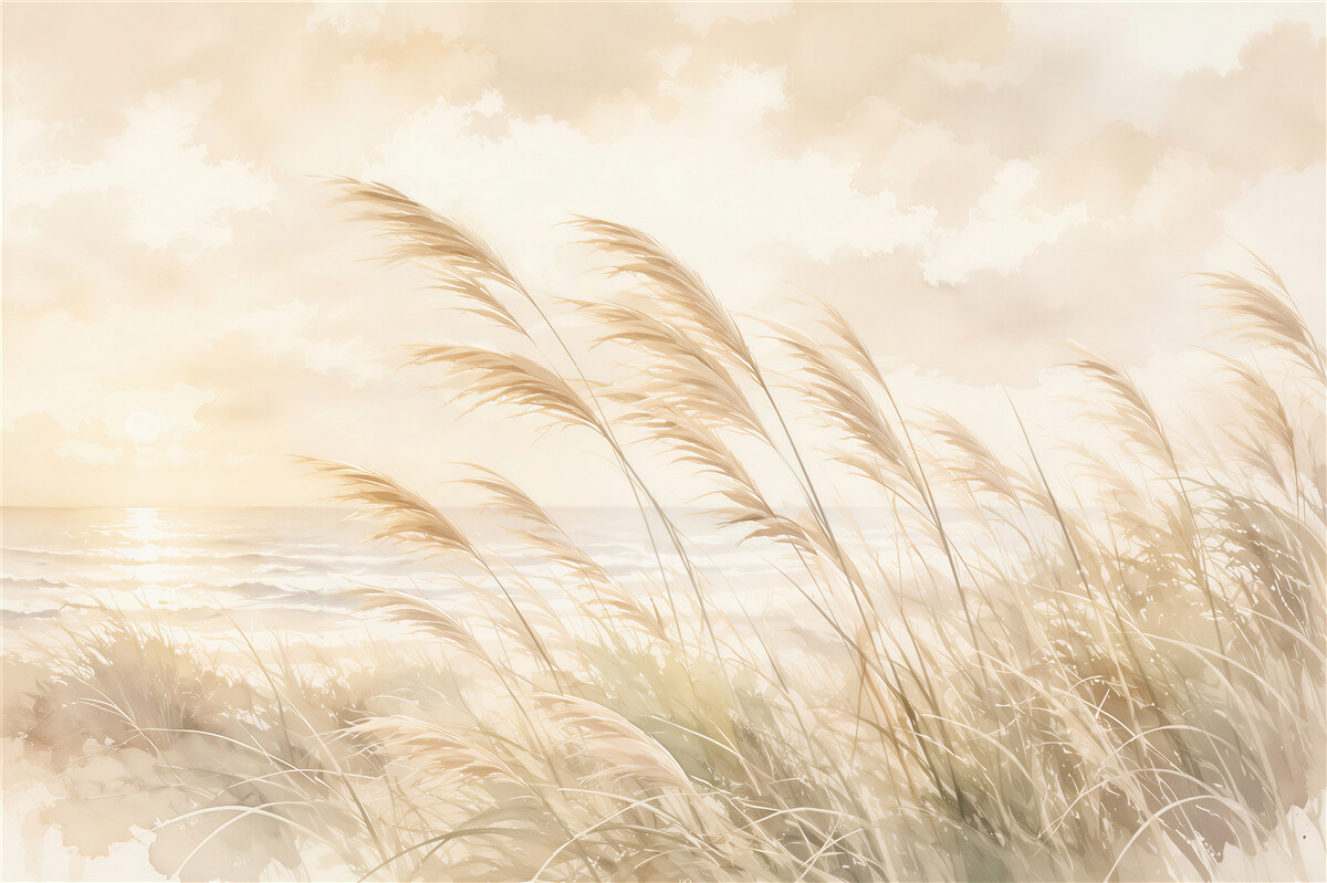 Papier peint herbes au bord de la mer