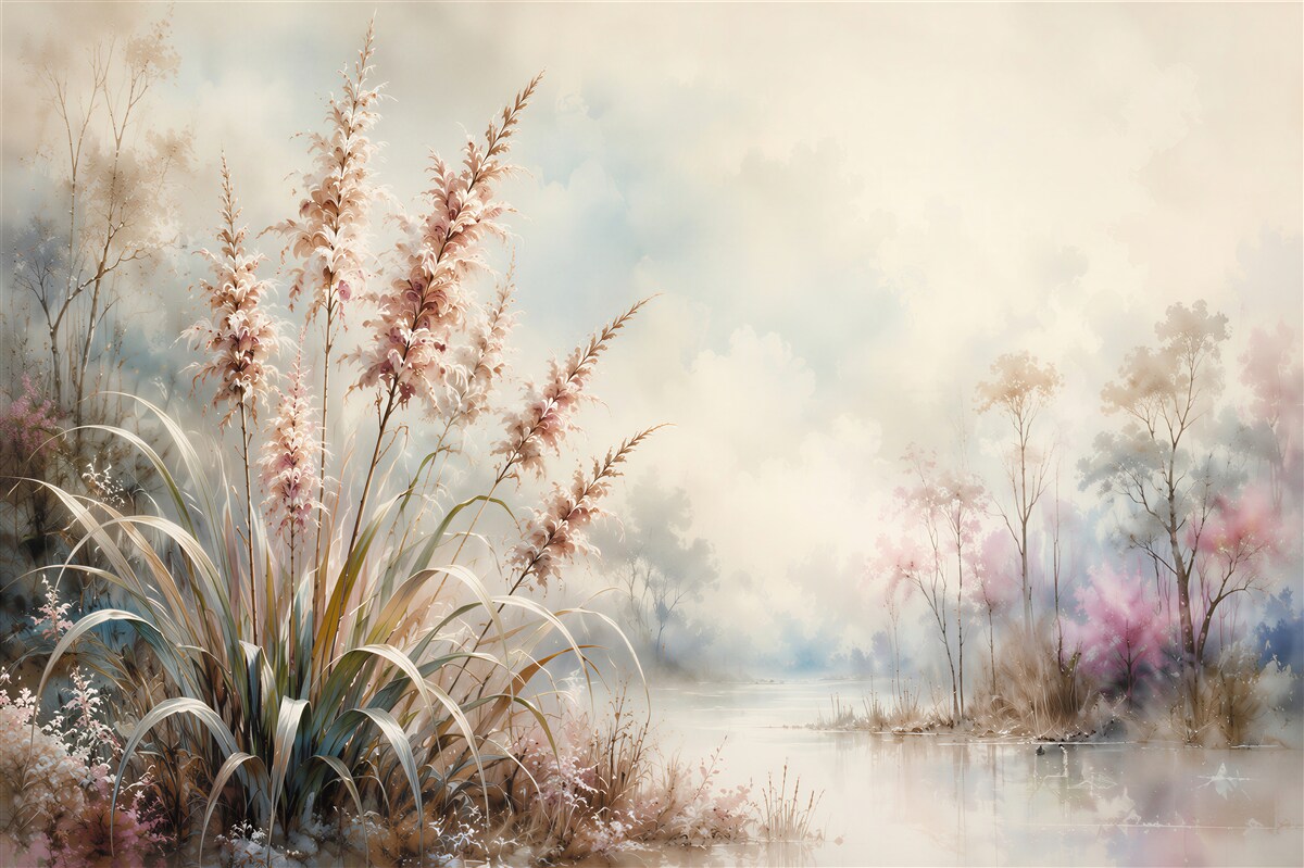 Papier peint paysage romantique au bord du lac