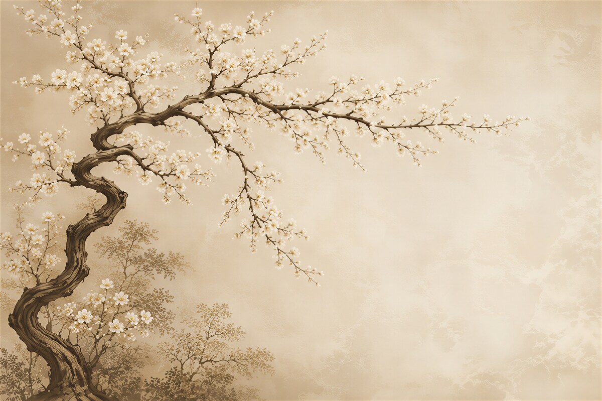 Papier peint cerisier en fleurs