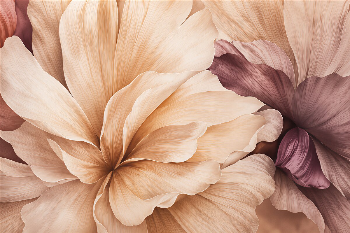 Papier peint luxe floral en beige