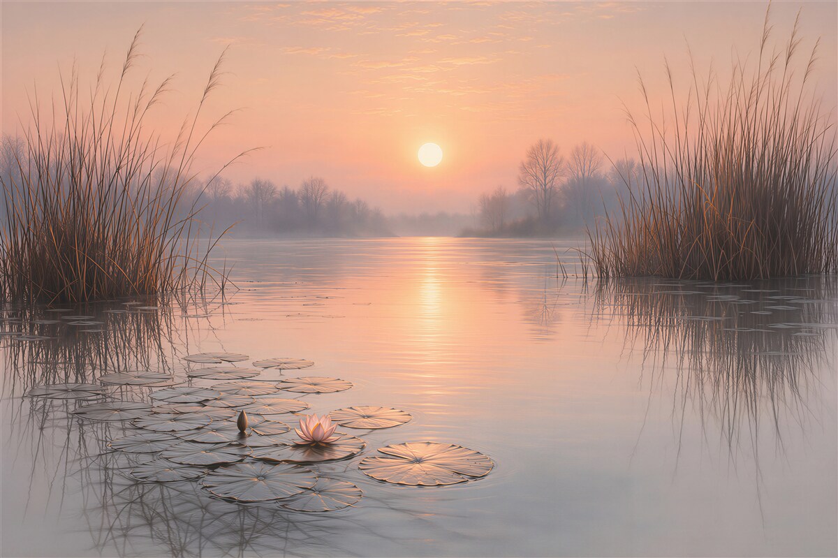 Papier peint coucher de soleil sur le lac