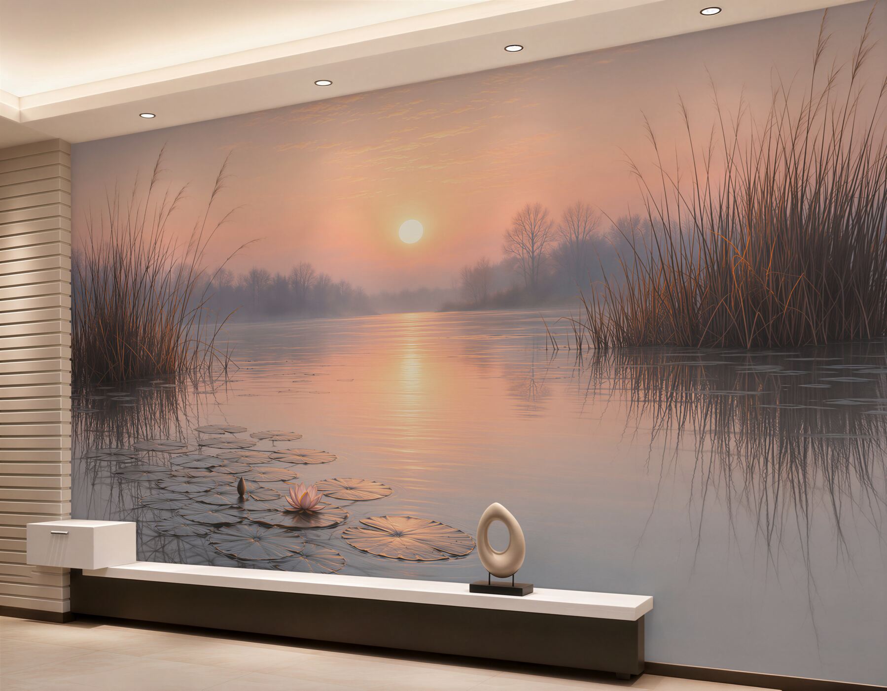 Papier peint coucher de soleil sur le lac