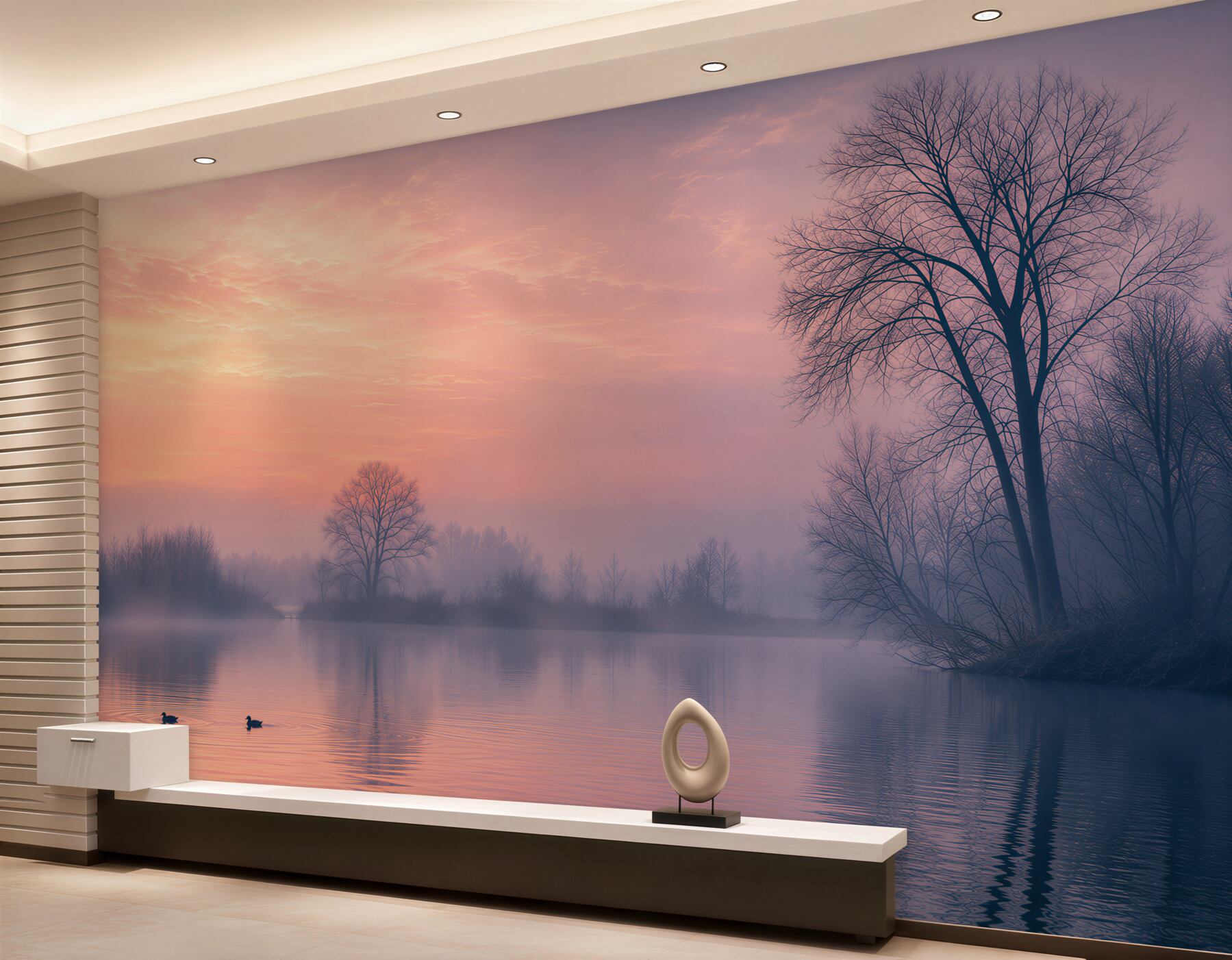Papier peint coucher de soleil sur le lac
