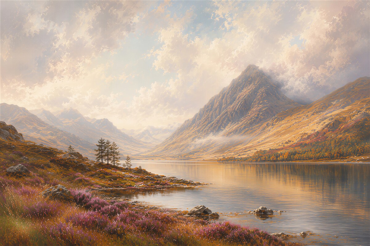 Papier peint paysage de montagne au coucher de soleil
