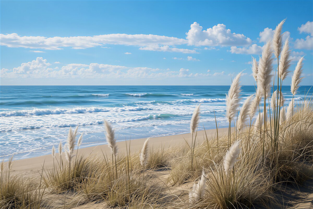 Papier peint plage avec herbes