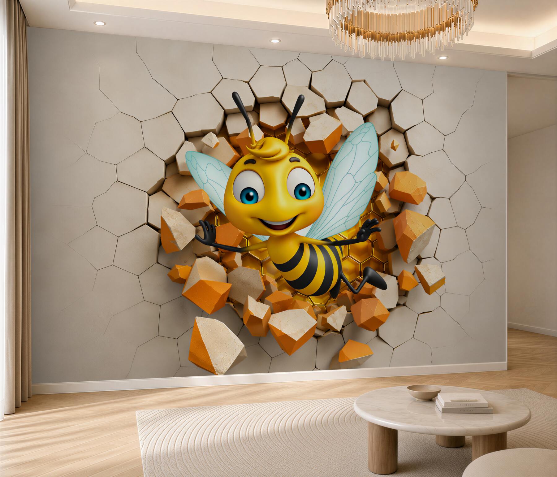Papier peint abeille joyeuse 3D