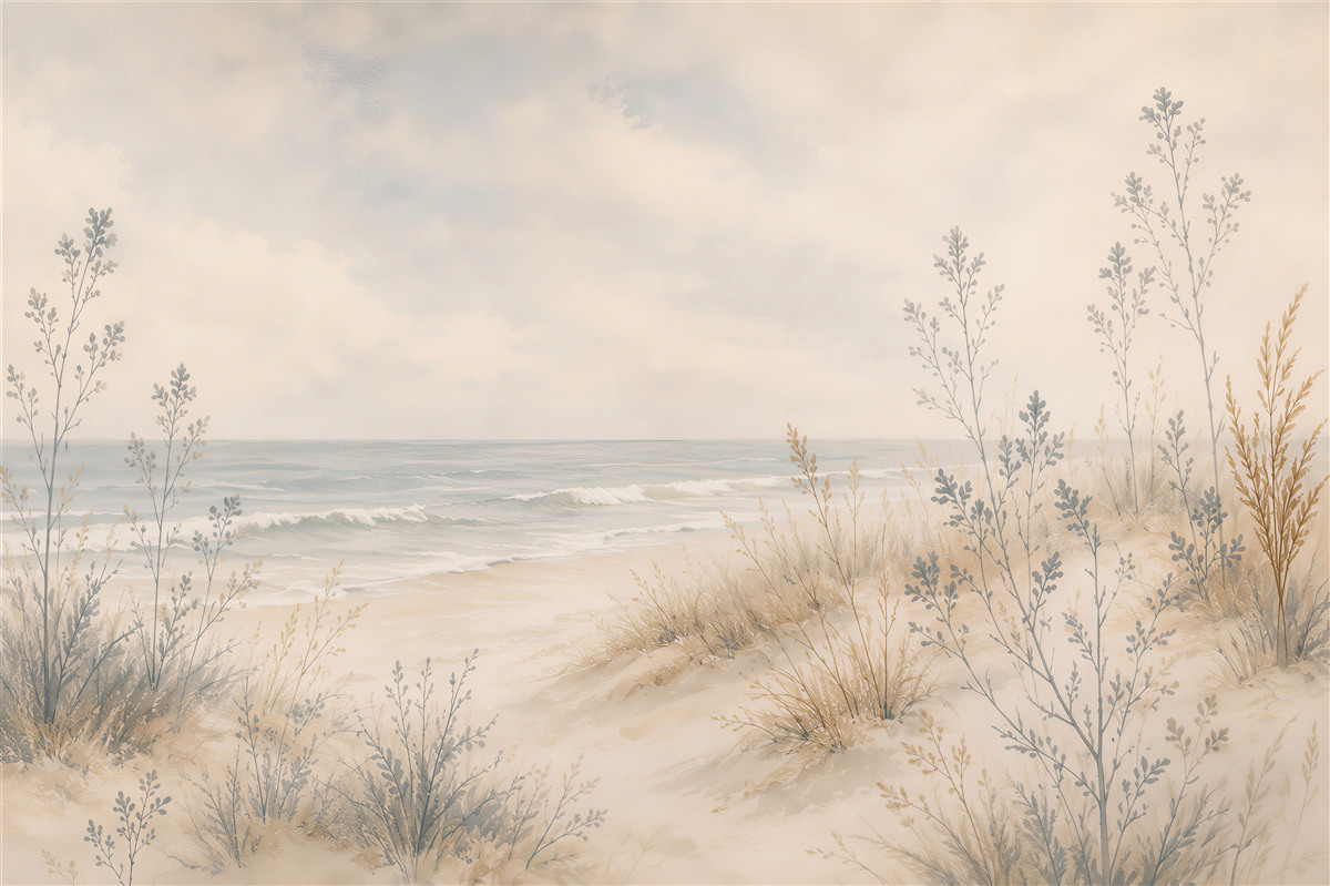 Papier peint plage avec herbes